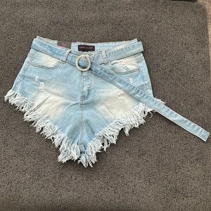 Blue denim shorts